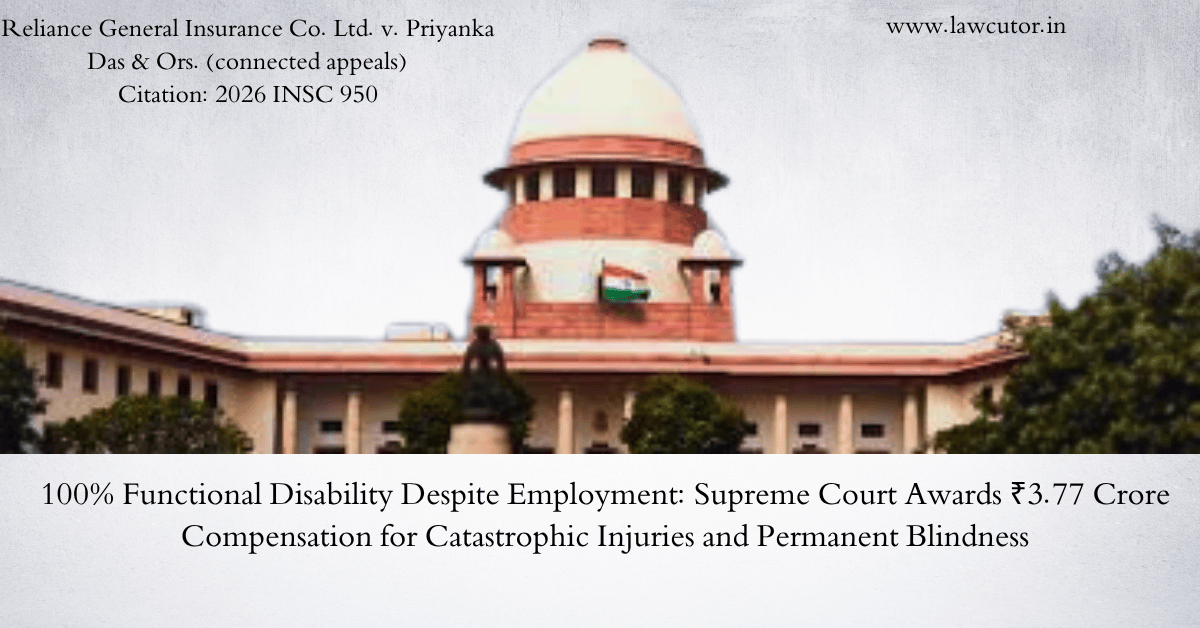 Supreme Court Enhances Compensation to ₹3.78 Crore for Victim of Road Accident Suffering 100% Permanent Disability
